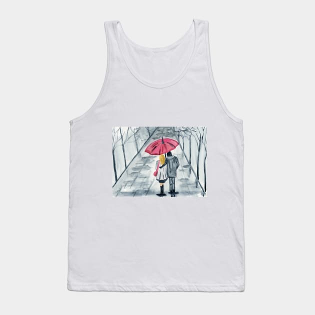 Under the Rain Watercolor Painting Tank Top by EugeniaAlvarez